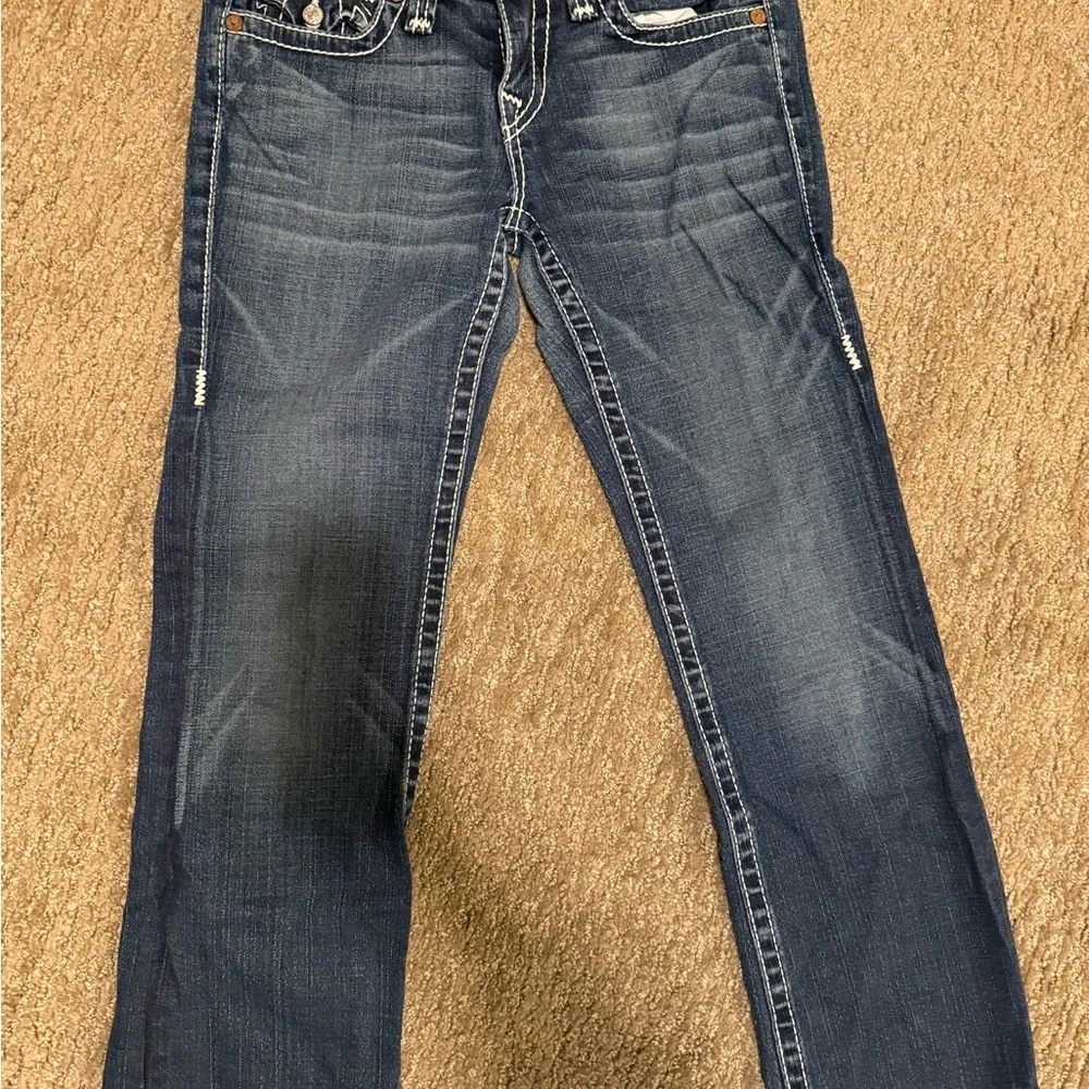 True Religion Women's Dark Blue Denim Jeans - Signature Pocket Stitch - Picture 3 of 4